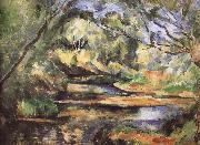 Paul Cezanne of the river through the woods oil on canvas